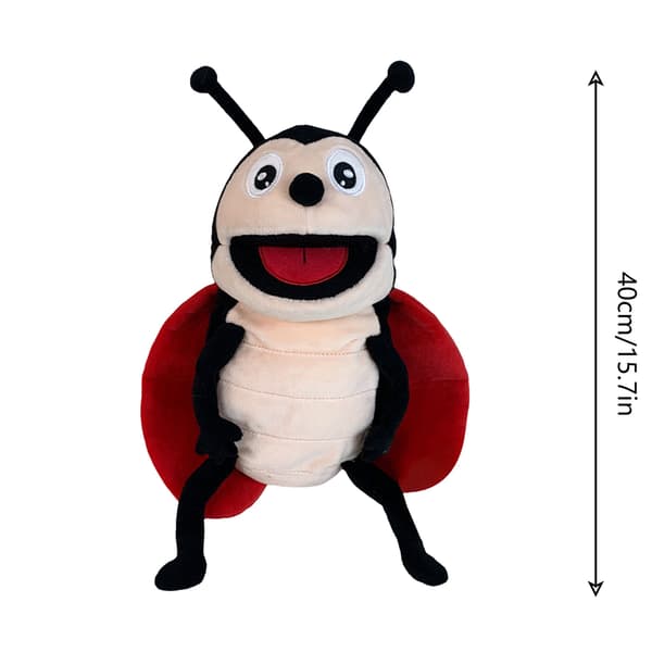 Mjuk Insekt Docka för Barn Plysch Leksak Handdocka med Rörlig Mun Ladybug