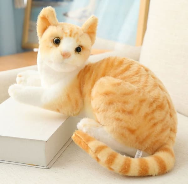 Djurdockor Barnpresenter Söta Realistiska Katt Plyschleksak Verklighetstrogen Simulation Fylld mjuk E Cat-40CM