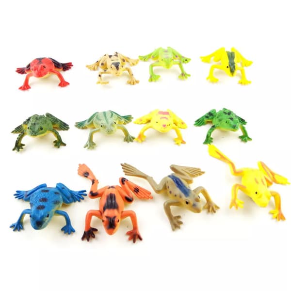 12 st Plast Liten Groda Figurer Simulering Dekoration Barnleksak Färgglad present