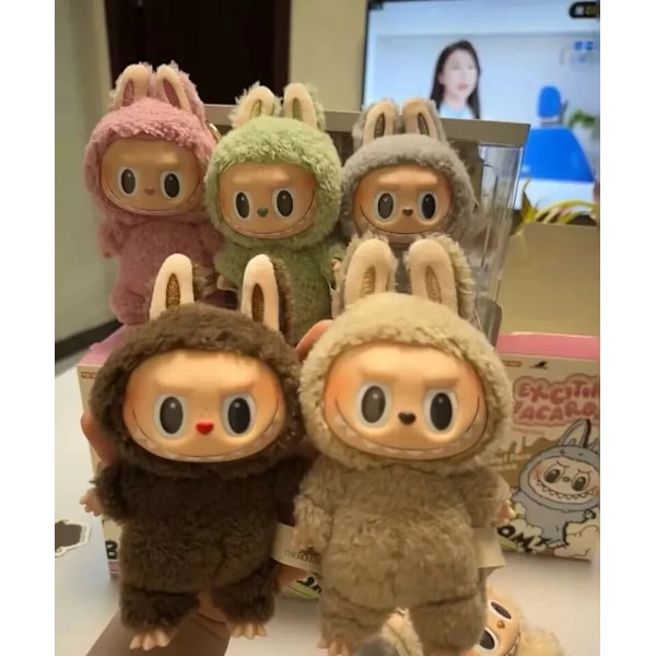 LABUBU Docka The Monster Etciting Macaron Plyschdocka Samlarobjekt Blind Box Leksak Sesame Bean