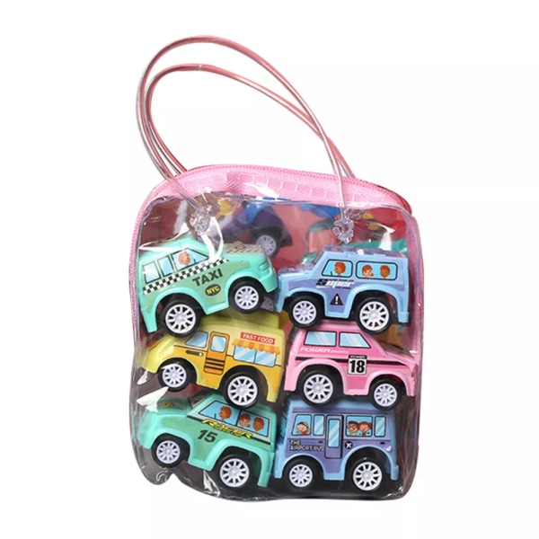 6-pack Leksaksbilar Present Drag tillbaka och åkfordon för små pojkar 1/2/3 år Leksak 6pcs Little car