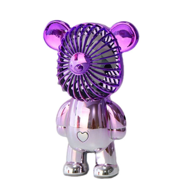 Söt färgglad björn som håller bladlösa fläktar, utanför liten tyst blåsare, USB laddning Purple One Size