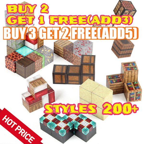 Rikt utbud av magnetiska block Minecraft-kuber DIY Byggleksaker Set 10 st 58 bookshelf