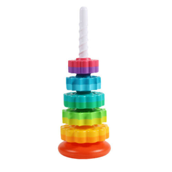 Färgglada Gears Stapling Ringar Toy Spinning Stacker Slät för baby