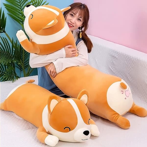 60/80CM Corgi Hund Stor Jätte Squishmallow Plyschleksak Gosedjur Kudde Gosedjur 80cm