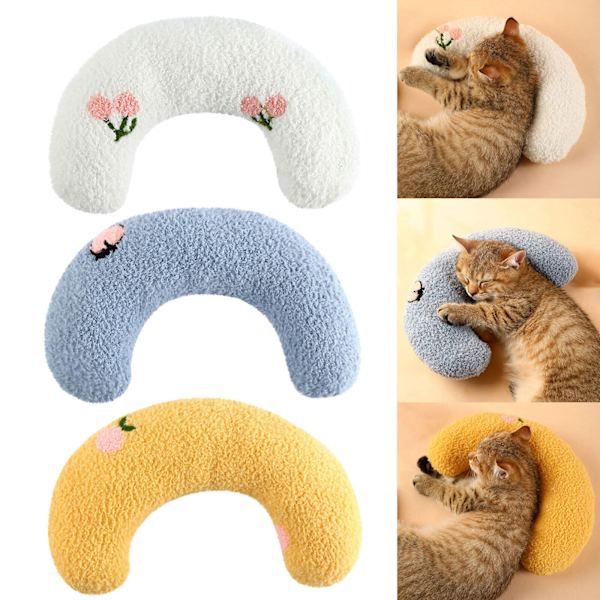 Sömnkudde för husdjur Mjuk Fluffig Hund Katt U-formad kudde Lugnande leksak Yellow #02