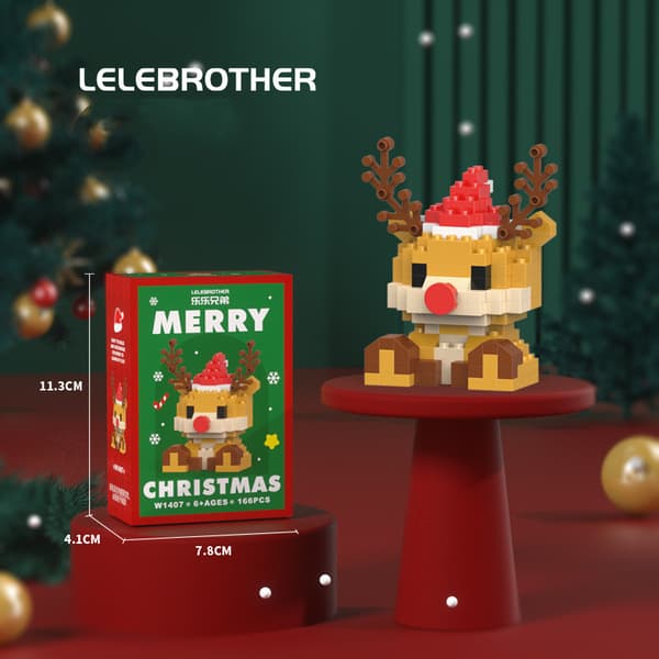 Jultomten Jul Ren Modell Byggklossar Tegelstenar Leksaksset Barnpresent Blue Snowman 210PCS [Color Box Set]