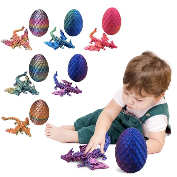 3D printed överraskning Magic Dragon Egg Artikulerande Ädelsten Dragon Fidget Toy B One Size