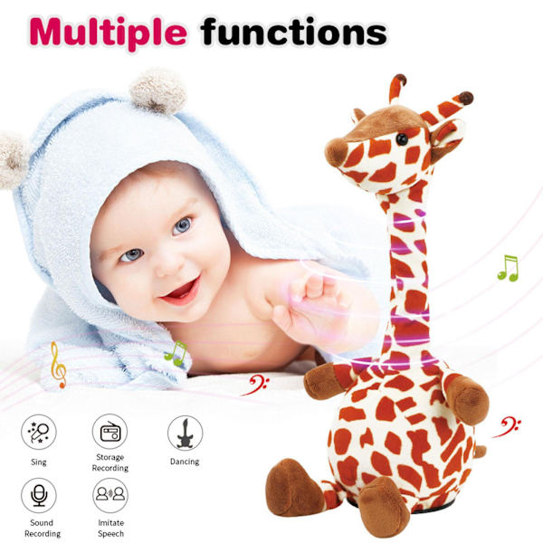 Giraffe Plysch Talking Giraffe Repeterar vad du säger Shaking Head Electric