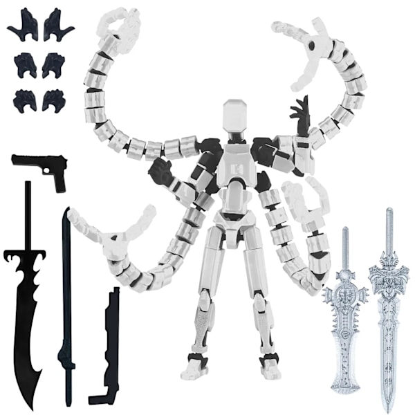 Titan 13 Actionfigur 3D-printad T13 Multi-ledad Rörlig Robot Med Komplett Set Fluorescence Yellow