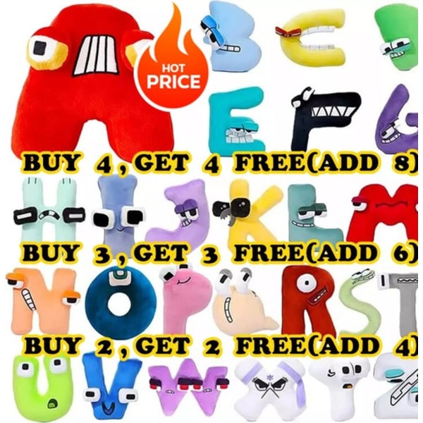NY 26 Plyschdocka Alfabet Lore Bokstav Barn Pedagogisk Leksak Hem Påsk Julklapp Sticker
