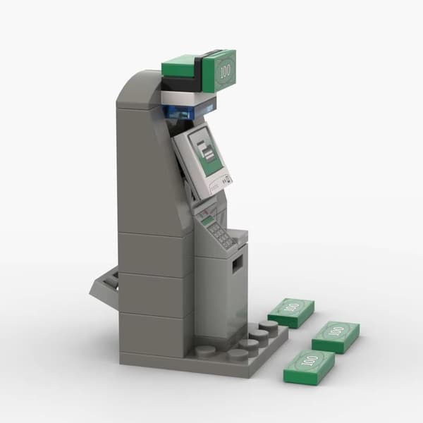 MOC Modell Bankomat Kontantautomat Byggklossar DIY Delar Stad