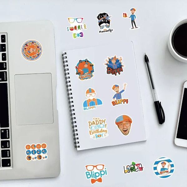 50X Blippi Stickers Småbarn Party Bag fillers Pris Belöning Hydro Flask Graffiti
