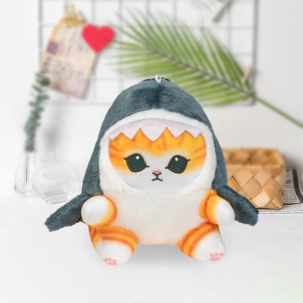 Shark Cat Fried Räkor Plyschleksaker Mjuk fylld docka hängsmycke väska Dekor Presenter
