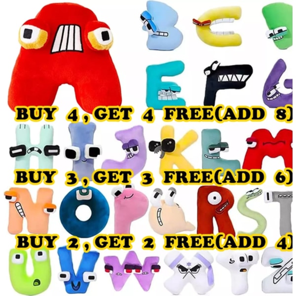 NY 26 Plyschdocka Alfabet Lore Bokstav Barn Pedagogisk Leksak Hem Påsk Julklapp Sticker