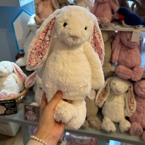 Jellycat Bashful Blossom Körsbärsörad Kanin Plysch Mjukt Gosedjur för Barn White Cherry