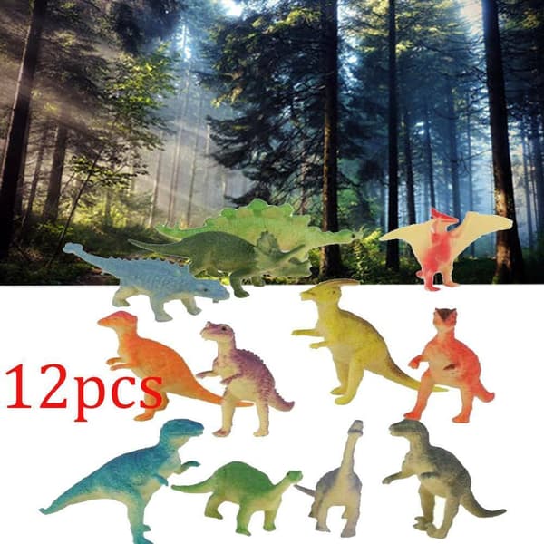 12x Barn små plastfigurer Vilda dinosauriedjur Dinosauriemodell Leksaker Present
