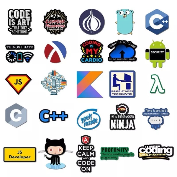 50X programmering Linux C++ Python Hacker IT Geeks Toy Software Stickers PC-dekaler