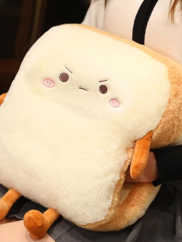Plysch Brödkudde Simulering Mat Toast Mjuk Docka Kudde Varm Hand Leksak cute