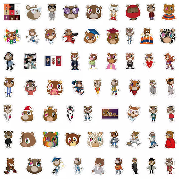 60st Kanye Graduation Bear Kanye West Maskot Stickers Telefon Notebook Graffiti