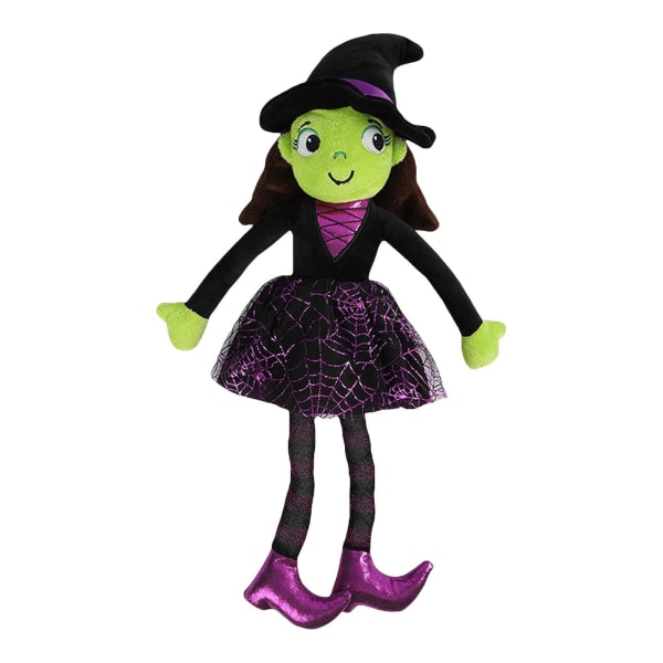 Häxdocka Härlig häxa liten flicka stoppad docka Plyschleksak för Halloween-dekor black