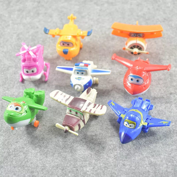 8st/ set Super Wings Miniplan Leksaker Deformation Flygplan Robot Actionfigurer