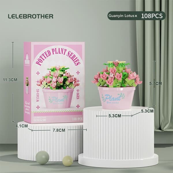 Skrivbordsväxt Heminredning Blomma Krukväxt Byggkloss För Vuxna 2