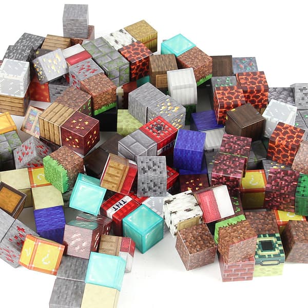 Rikt utbud av magnetiska block Minecraft-kuber DIY byggleksaker set 100 delar 01 dirt
