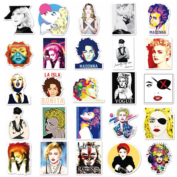 50X Madonna Singer Queen of Pop Stickers Scrapbook Graffiti Protrait Telefon Ipad