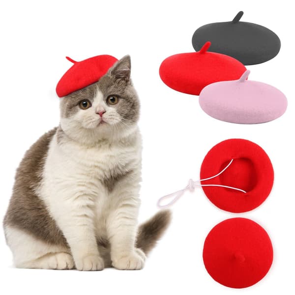 Hund Katt Basker Hatt Huvudbonad Bandana Vintervalp Varm cap Cap Red