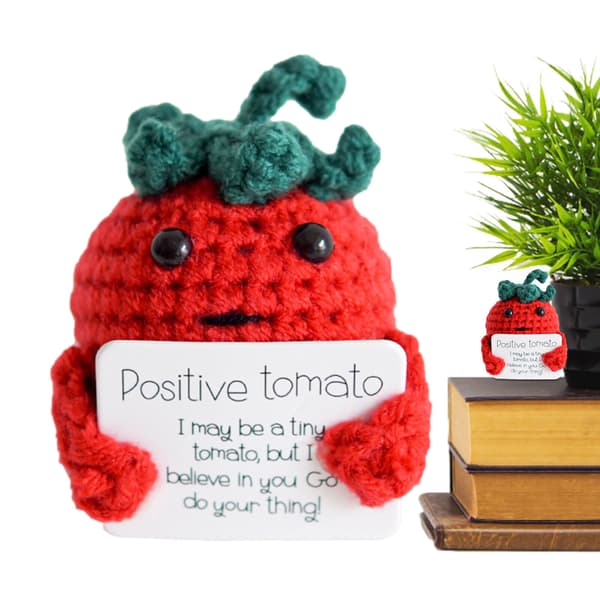 2st handstickad positiv tomat Handgjord tomatdocka med inspirerande kortgåva