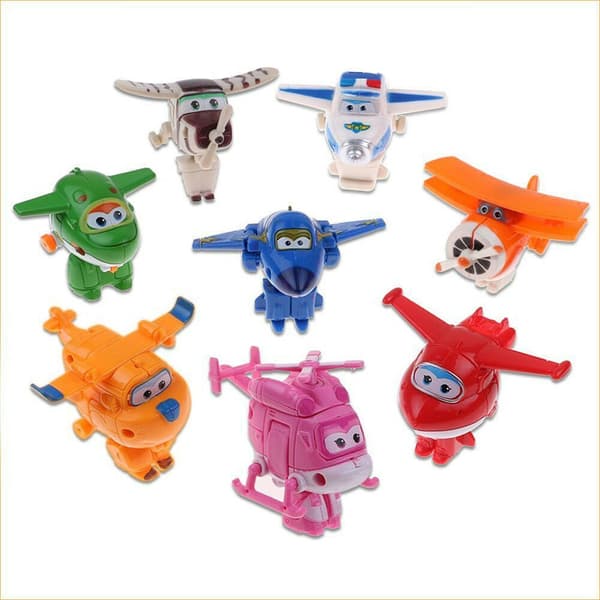 8x TV Animation Super Wings Plane Mini Transforming Characters Kid Leksaker Set