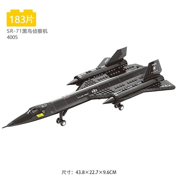 SR-71 Blackbird Spaningsflygplan Modell Byggklossar Set Leksaker