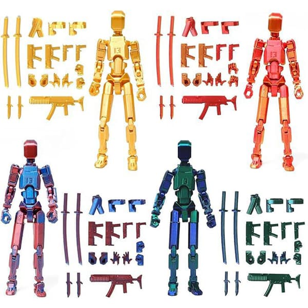 NY T13 Actionfigur 13,7 cm Titan 13 Actionfigur 3D-printad Rörlig Led Robo Blue & Green
