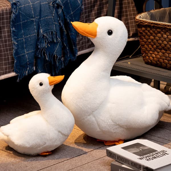 Simulering Plyschleksak stoppade mjuka leksaker Realistisk modell Söt Docka Vit Anka 25CM