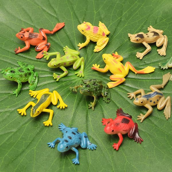 12 st Plast Liten Groda Figurer Simulering Dekoration Barnleksak Färgglad present