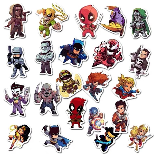 Paket med 50 Marvel Avenger TMNT Superman Hulk Superwoman Superhero Stickers Telefon