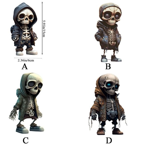 Coola Skelettfigurer i Resin Halloween Skelettfigur Dödskalle Skräckinjagande- C