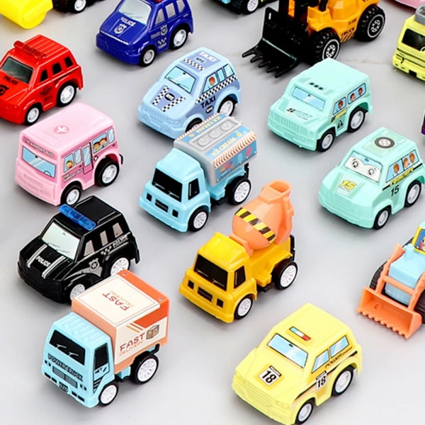 6-pack Leksaksbilar Present Drag tillbaka och åkfordon för små pojkar 1/2/3 år Leksak 6pcs Engineering vehicle