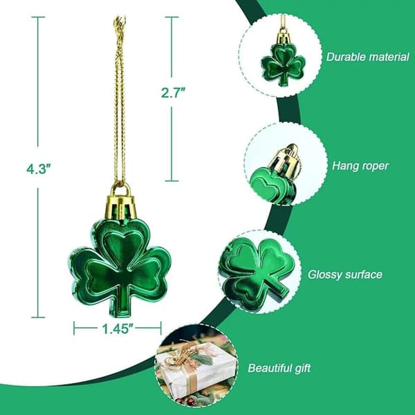 24ST St. Patrick's Day Ornament Hänge Grön Hängande Baubles Ornament Decora