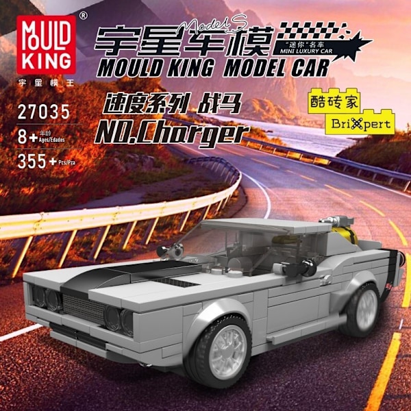 Mould King Mini Bilmodell Set Sportfordon Byggsats 80 Bilar Samlarobjekt 27035 Charger No box