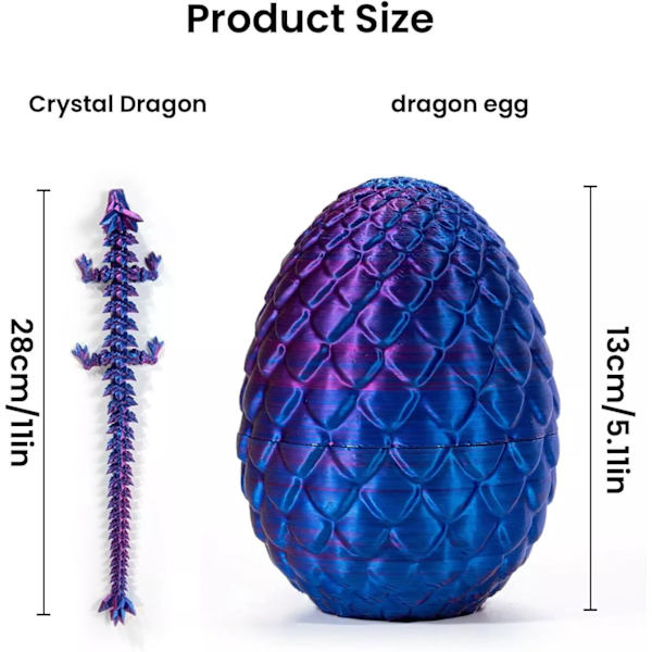 Surprise Dragon Egg Artikulerande Ädelsten Dragon Fidget Toy-3D Printed Dragon Colorful