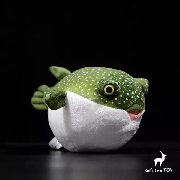 22cm Söt Grön Blowfish Havsdjur Plyschleksak Gosedjur Mjuk Docka Present