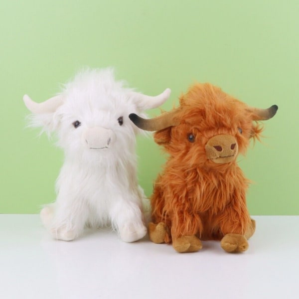 Cuddly Living Nature Highland Cow Mjukleksak Barn Teddy Plysch Doll Toys White