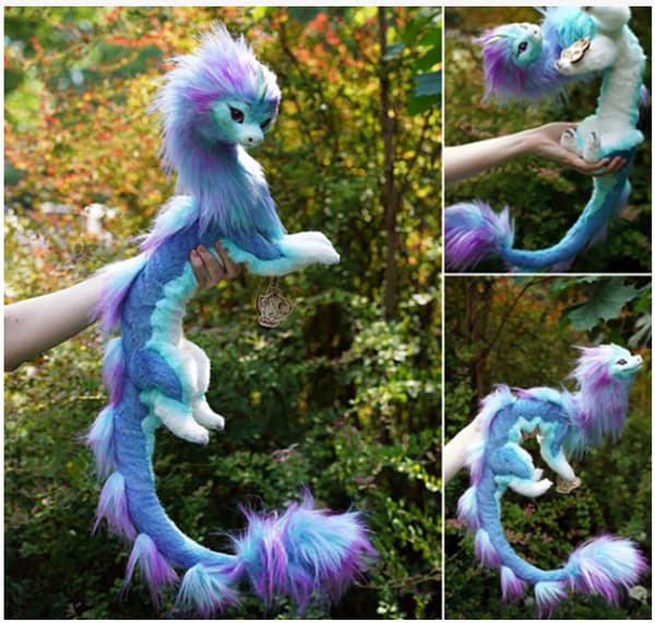 Ny 50 Cm Raya and The Last Dragon Sisu Stuffed Plush Simulation Animal present blue purple dragon