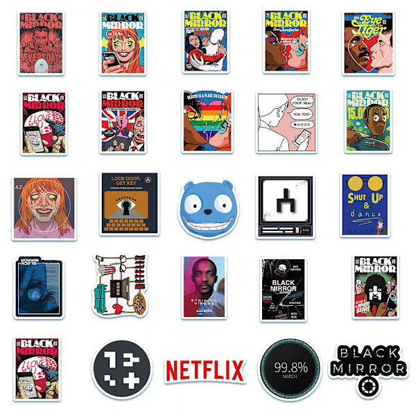 50X Black Mirror TV Series Skateboard Graffiti Poster Scrapbook Iphone Stickers