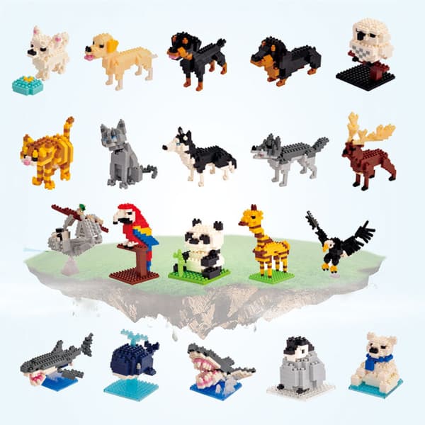 Mini Byggklossar 3D Djur Diamantmodell Mikrokloss Hund Katt Fågel Älg Varg C6 golden retriever