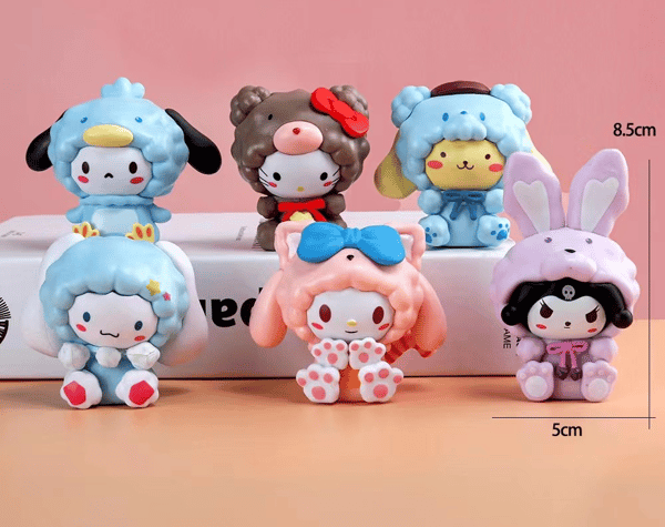 Sanrio Mini Action Figur Statyer Anime Cake Toppers Figurer PVC Modelldockor B