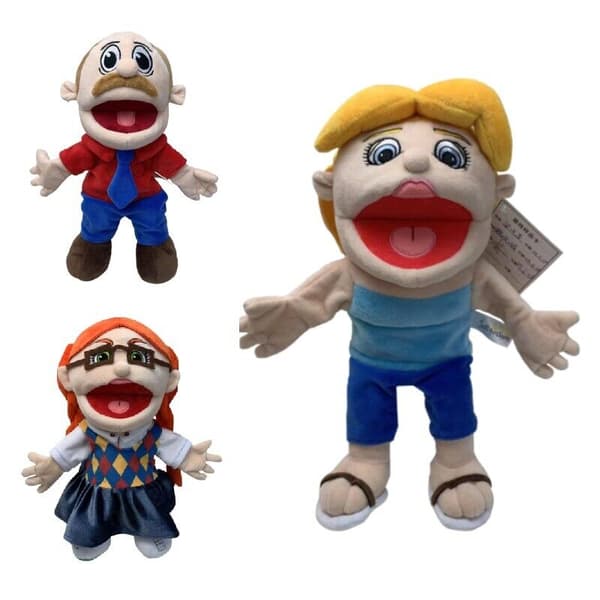 Quirky Cartoon Jeff Hand Puppet Plyschleksak för barns tidig utbildning Style C