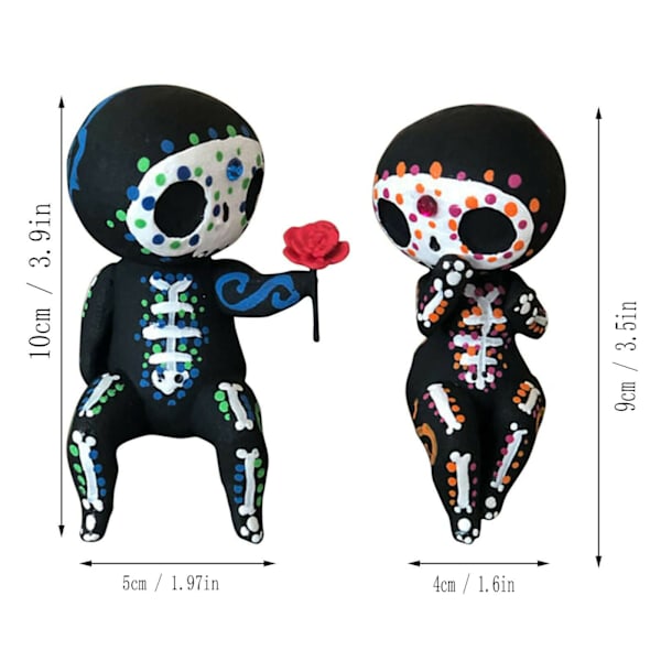 Sugar Skull Par Staty, Resin Craft Söt Staty Skeleton Figurine Display